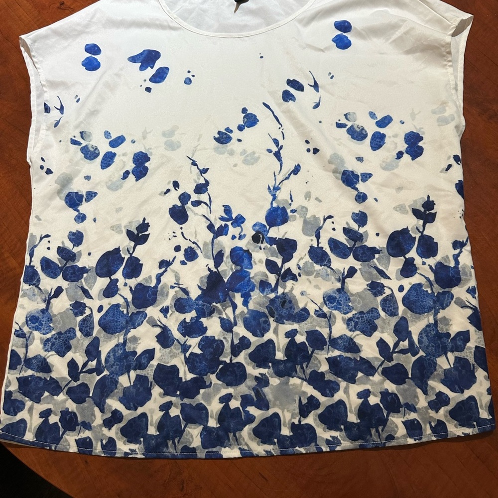 White and Blue Boxy Short Sleeve Tee